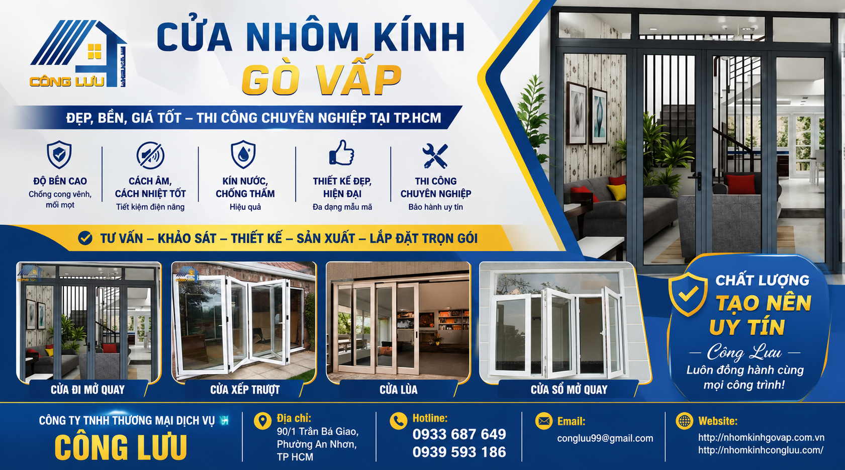thi công cửa nhôm kính Gò Vấp