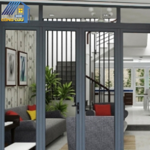 Cửa nhôm kính 4 cánh mở quay